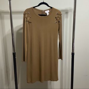Carmen Marc Valvo dress in olive green